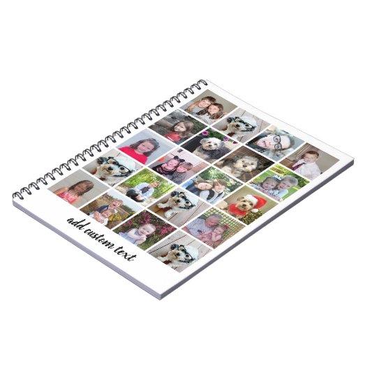 20 FotoCollage - Gitter mit Skripttext - weiß Notizblock (Linke Seite)