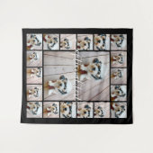 20 FotoCollage Optionaler Text — schwarzer Hinterg Wandteppich (Vorderseite (Horizontal))