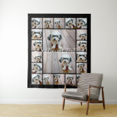 20 FotoCollage Optionaler Text — schwarzer Hinterg Wandteppich (Beispiel)