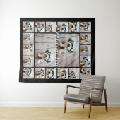 20 FotoCollage Optionaler Text — schwarzer Hinterg Wandteppich (Beispiel (Horizontal))