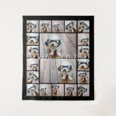 20 FotoCollage Optionaler Text — schwarzer Hinterg Wandteppich (Vorderseite)