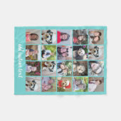 20 Fotomaterial - Gitter mit Script Text aqua aqua Fleecedecke (Vorderseite (Horizontal))