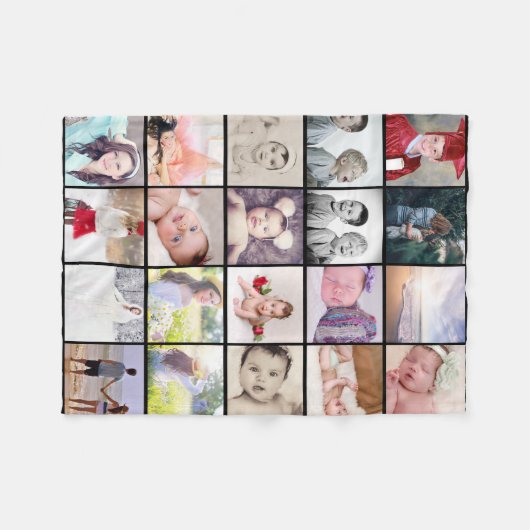 20 Fotos Collage personalisiert Fleecedecke (Vorderseite (Horizontal))