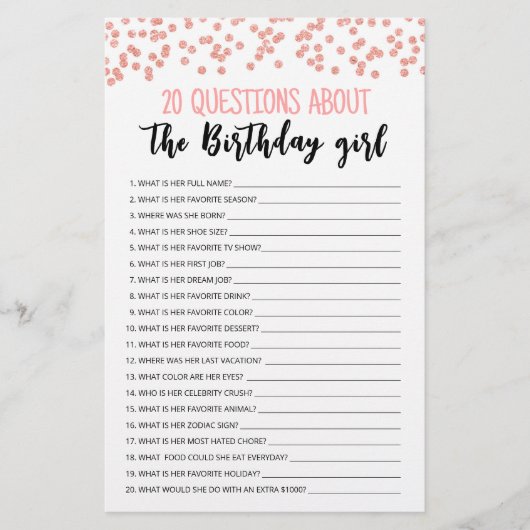 20 Fragen über das Geburtstagskameraspiel (Vorderseite)