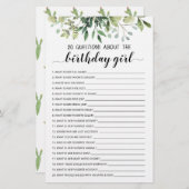 20 Fragen über das Geburtstagskameraspiel (Vorne/Hinten)