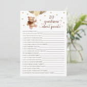 20 Fragen zu den Eltern Teddy Bear Card Einladung (Stehend Vorderseite)