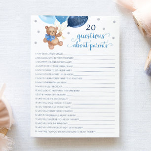 20 Fragen zu den Eltern Teddy Bear Card Einladung