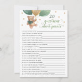 20 Fragen zu den Eltern Teddy Bear Card Einladung (Vorderseite)