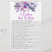 20 Fragen zum Brautparty von Bride Briefpapier (Vorderseite)