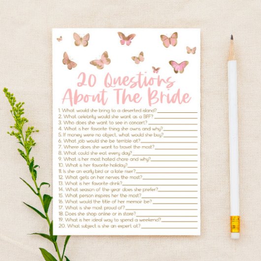 20 Fragen zum Brautparty von Bride Briefpapier