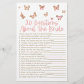 20 Fragen zum Brautparty von Bride Briefpapier (Vorderseite)