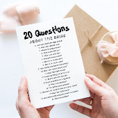 20 Fragen zum Bride Brautparty Game Einladung