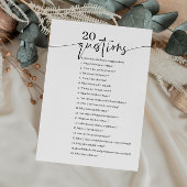 20 Fragen zum Bride Brautparty Game Einladung