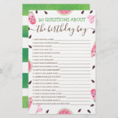 20 Fragen zum Geburtstagsspiel (Vorne/Hinten)