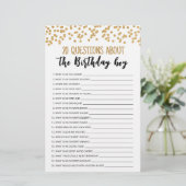 20 Fragen zum Geburtstagsspiel (Stehend Vorderseite)