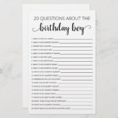20 Fragen zum Geburtstagsspiel Boy Birthday (Vorne/Hinten)