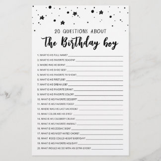 20 Fragen zum Geburtstagsspiel Boy Birthday