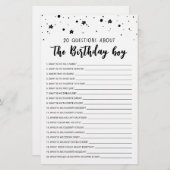 20 Fragen zum Geburtstagsspiel Boy Birthday (Vorne/Hinten)