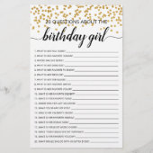 20 Fragen zum Geburtstagsspiel Girl Birthday (Vorderseite)