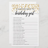 20 Fragen zum Geburtstagsspiel Girl Birthday (Vorne/Hinten)