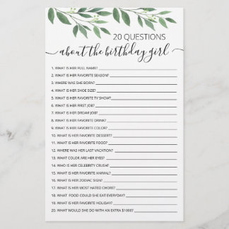 20 Fragen zum Geburtstagsspiel Girl Birthday