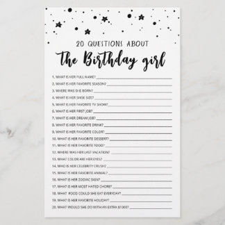 20 Fragen zum Geburtstagsspiel Girl Birthday
