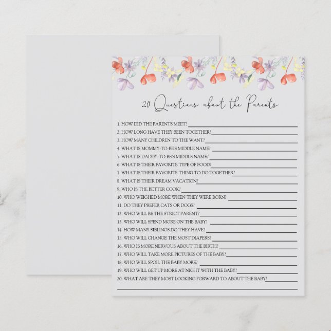 20 Fragen zum Kinderduschspiel der Eltern (Vorne/Hinten)