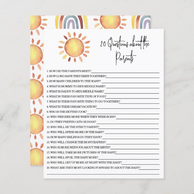 20 Fragen zum Kinderduschspiel der Eltern (Vorne/Hinten)