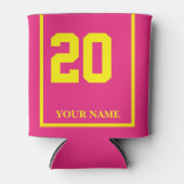 20 Fuchsienrosa Gelbe Rasse Sattelleder Custom Dosenkühler (Vorderseite)