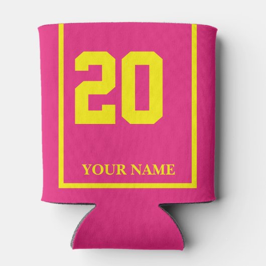 20 Fuchsienrosa Gelbe Rasse Sattelleder Custom Dosenkühler (Rückseite)