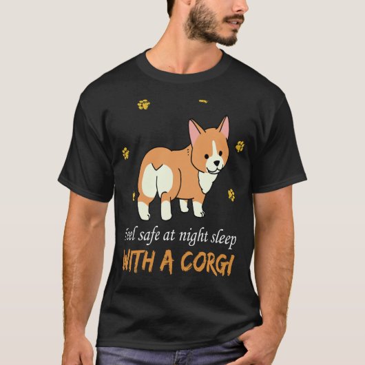 20 fühlen sich bei Nachtruhe mit Corgi sicher T-Shirt (Vorderseite)
