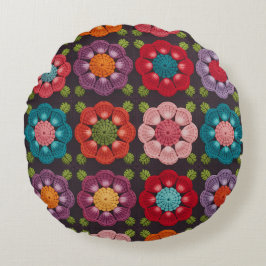  20 Gänseblümchen Blumenmuster Pouf - Schwarze Dek Rundes Kissen