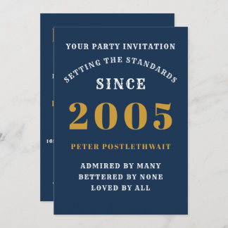 20. Geburtstag 2005 Blue Gold Personalisiert für i Einladung