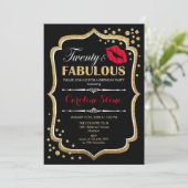 20. Geburtstag - 20 tolle Gold Black Red Einladung (Stehend Vorderseite)