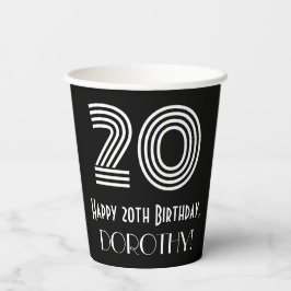 20. Geburtstag — Art Deco Inspiriert Aussehen "20" Pappbecher
