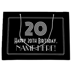 20. Geburtstag — Art Deco Inspiriert Look "20" & N Große Geschenktüte