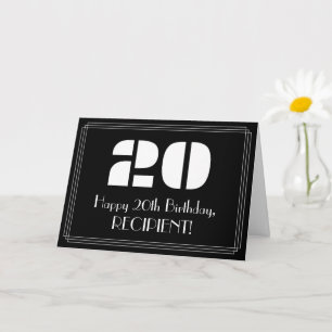 20. Geburtstag: Art Deco Look "20" & Name Karte