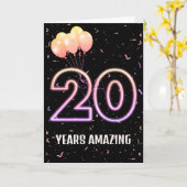 20. Geburtstag Balloons und Confetti Karte (Gelbe Blume)