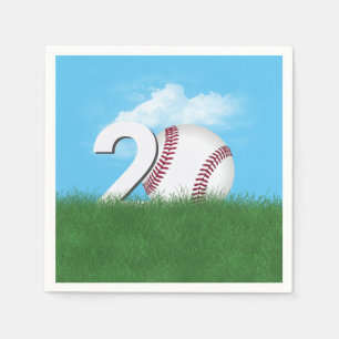 20. Geburtstag Baseball im Grünen Gras Serviette