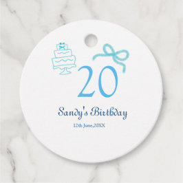 20. Geburtstag blaue Schleife Torte Name Datum Pas Geschenkanhänger