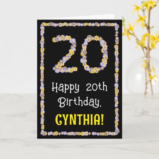 20. Geburtstag: Blumennummer, Individuelle Name, B Karte (Gelbe Blume)