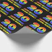 20. Geburtstag: Bold, Fun, Simple, Rainbow 20 Geschenkpapier (Ecke)
