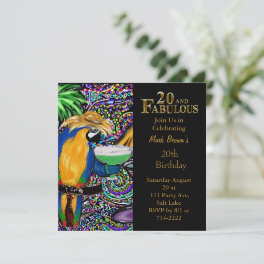 20. Geburtstag Einladung (Stehend Vorderseite)