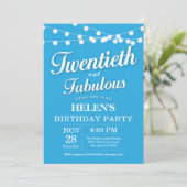 20. Geburtstag Einladung Blue Fabulous (Stehend Vorderseite)
