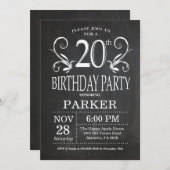 20. Geburtstag Einladung Chalkboard Floral (Vorne/Hinten)