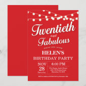 20. Geburtstag Einladung Red Fabulous (Vorne/Hinten)