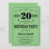 20. Geburtstag Einladung Schwarz und Grün (Vorne/Hinten)