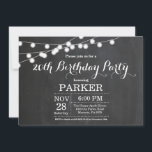 20. Geburtstag Einladungs-Chalkboard Einladung<br><div class="desc">20. Geburtstag Einladung mit String Lights Chalkboard Hintergrund. 13. 15. 16. 18. 21. 30. 40. 50. 60. 70. 80. 90. 100. Jedes Alter. Für weitere Anpassungen klicken Sie bitte auf die Schaltfläche "Anpassen" und verwenden Sie unser Designwerkzeug,  um diese Vorlage zu ändern.</div>