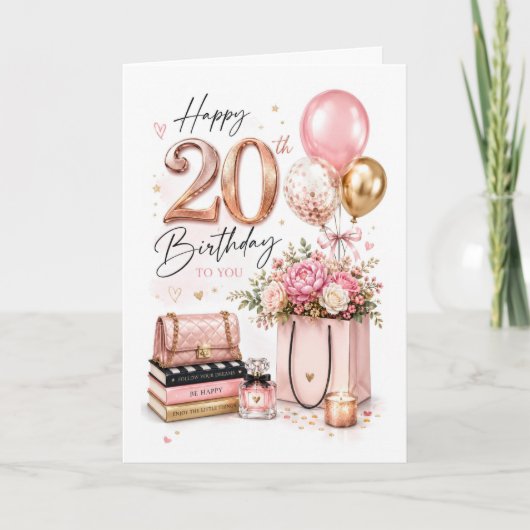 20. Geburtstag Elegant Karte (Vorderseite)