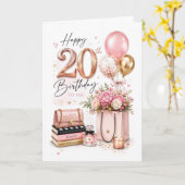 20. Geburtstag Elegant Karte (Gelbe Blume)